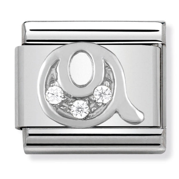 Silver - Letter Q with CZ Charm