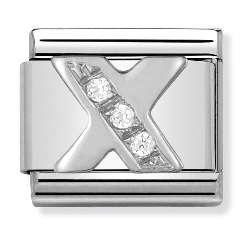 Silver - Letter X with CZ Charm
