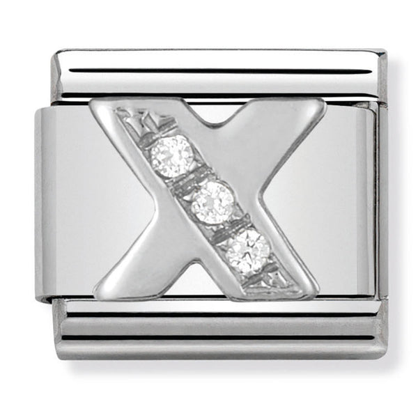 Silver - Letter X with CZ Charm