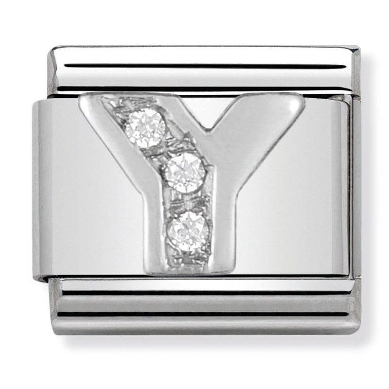 Silver - Letter Y with CZ Charm