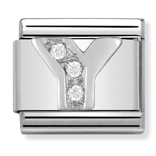 Silver - Letter Y with CZ Charm