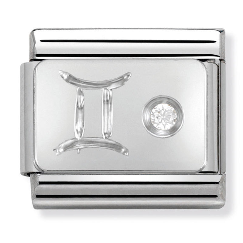 Starsigns - Gemini with CZ Silver Charm