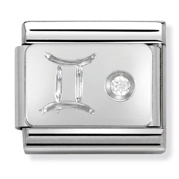 Starsigns - Gemini with CZ Silver Charm