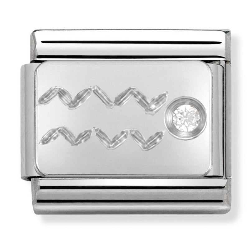 Starsigns - Aquarius with CZ Silver Charm