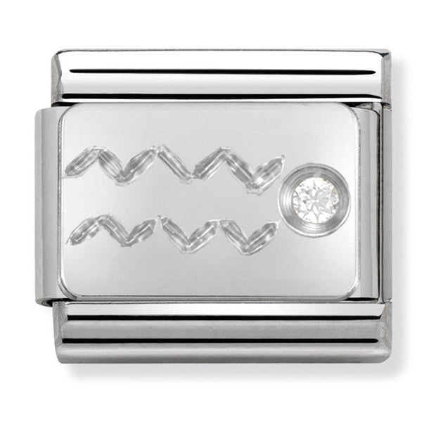 Starsigns - Aquarius with CZ Silver Charm