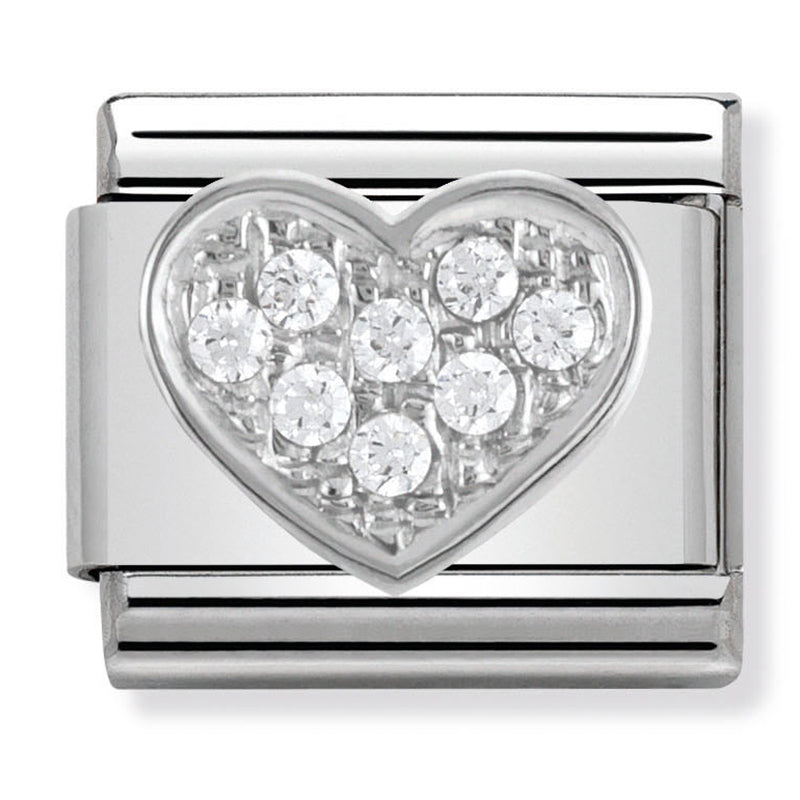 Symbols - Heart with CZ Silver Charm