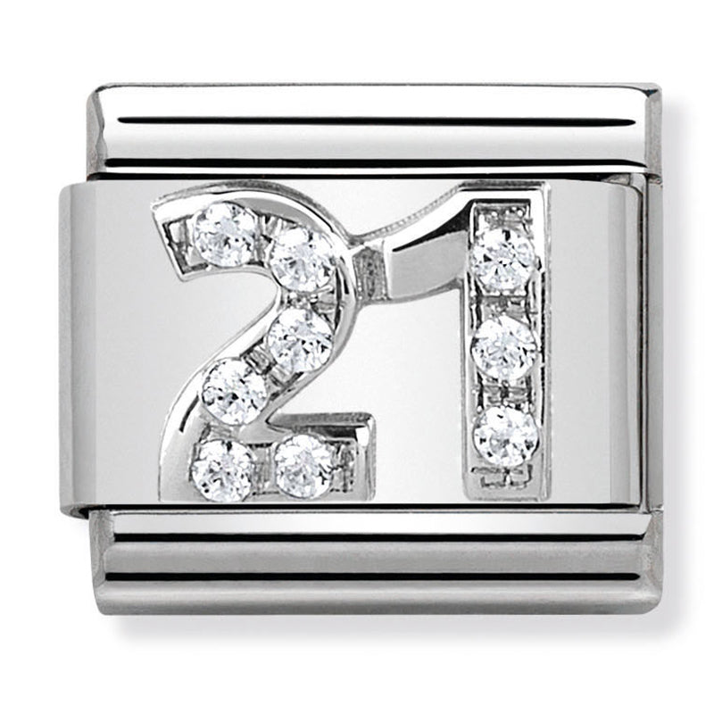 Birthday - 21st with CZ Silver Charm