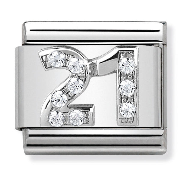 Birthday - 21st with CZ Silver Charm