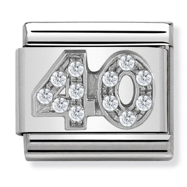 Birthday - 40th with CZ Silver Charm
