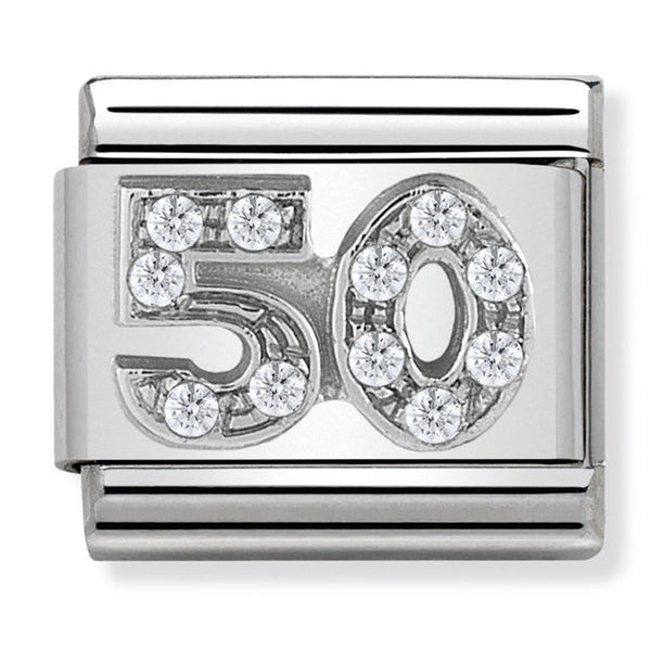 BIrthday - 50th with CZ Silver Charm