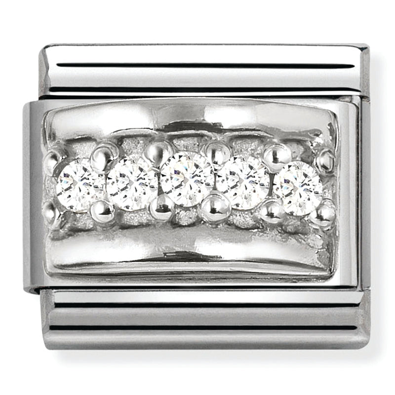 Symbols - White CZ Pave Design Silver Charm