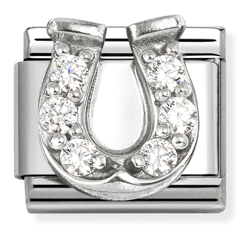Good Luck - Raised Danish Horseshoe with CZ Silver Charm