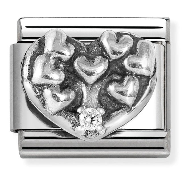 Family - Tree of Life Heart with CZ Oxidised Silver Charm