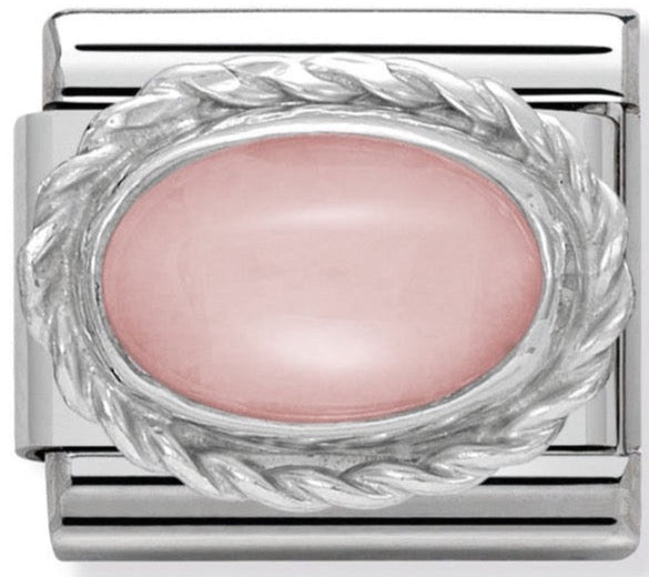 Gemstones - Pink Opaline Stone Twist Silver Charm