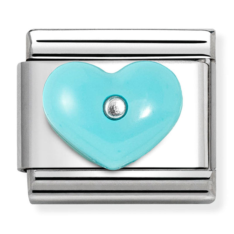 Love - Turquoise Synthetic Stone Heart Silver Charm
