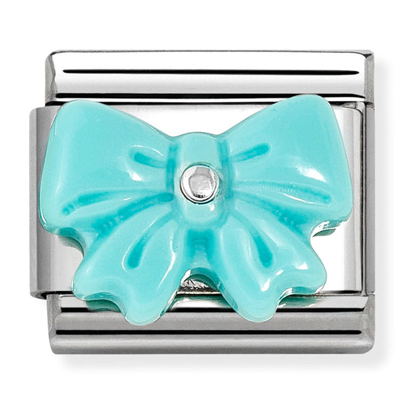 Symbols - Turquoise Synthetic Stone Bow Silver Charm