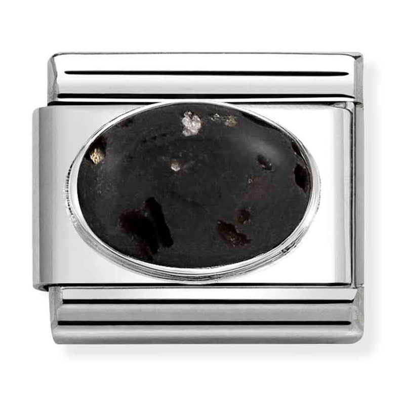 Hard Stone - Lava Matte Stone Silver Charm
