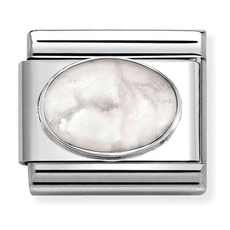 Hard Stone - White Howlite Matte Stone Silver Charm