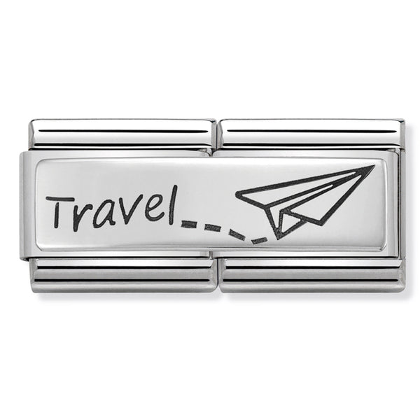 Double Links - Travel Plate Silver Charm