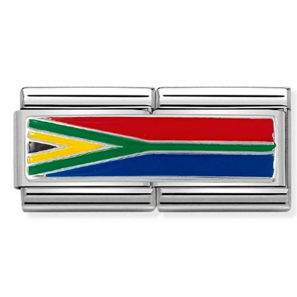 Double Links - South Africa Flag Silver Charm