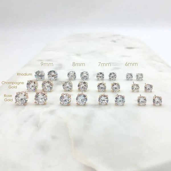 Sparkling CZ Brilliant Round Cut Stud Earrings