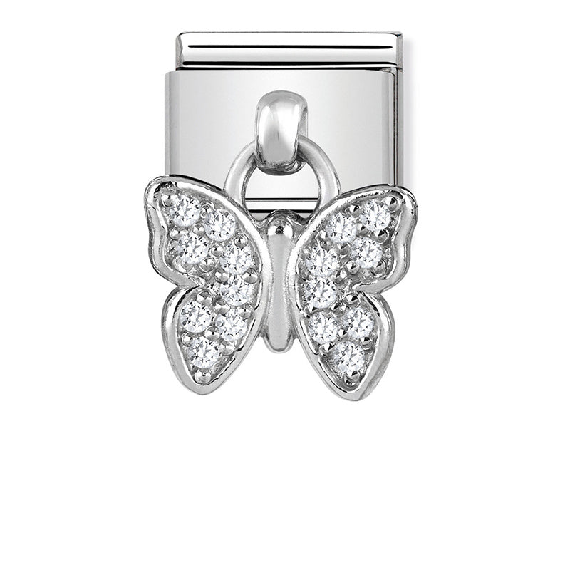 Dangle - Butterfly with CZ Silver Charm