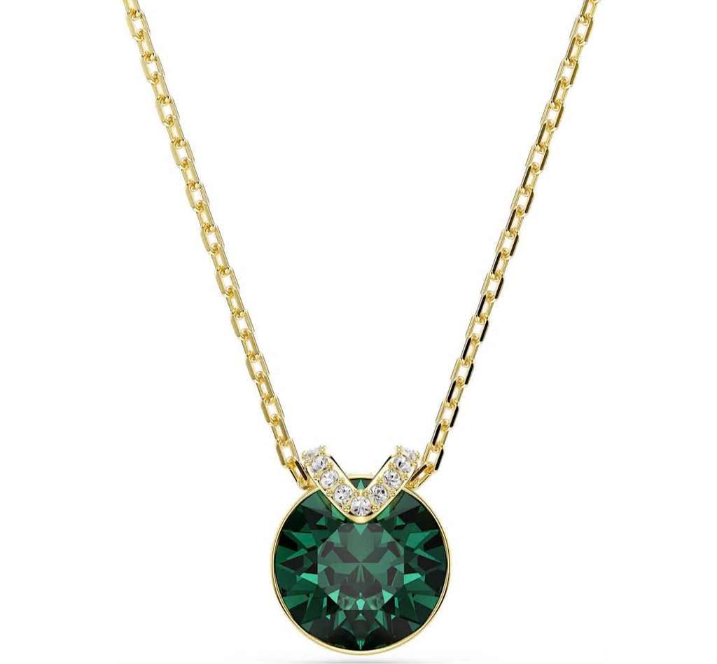 Bella: Emerald Green Round Cut V Necklace/Earrings