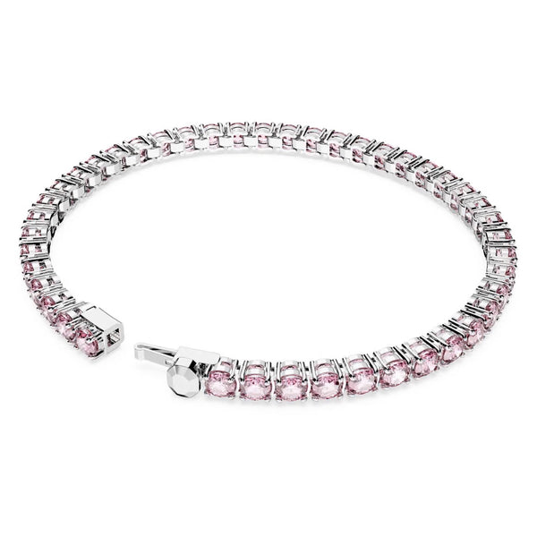 Matrix: Pink Round Cut Silver Tennis Bracelet