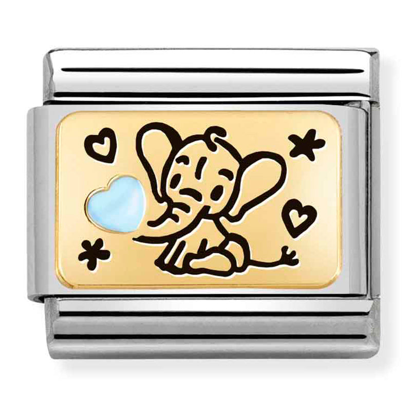 Baby - Blue Elephant Gold Charm