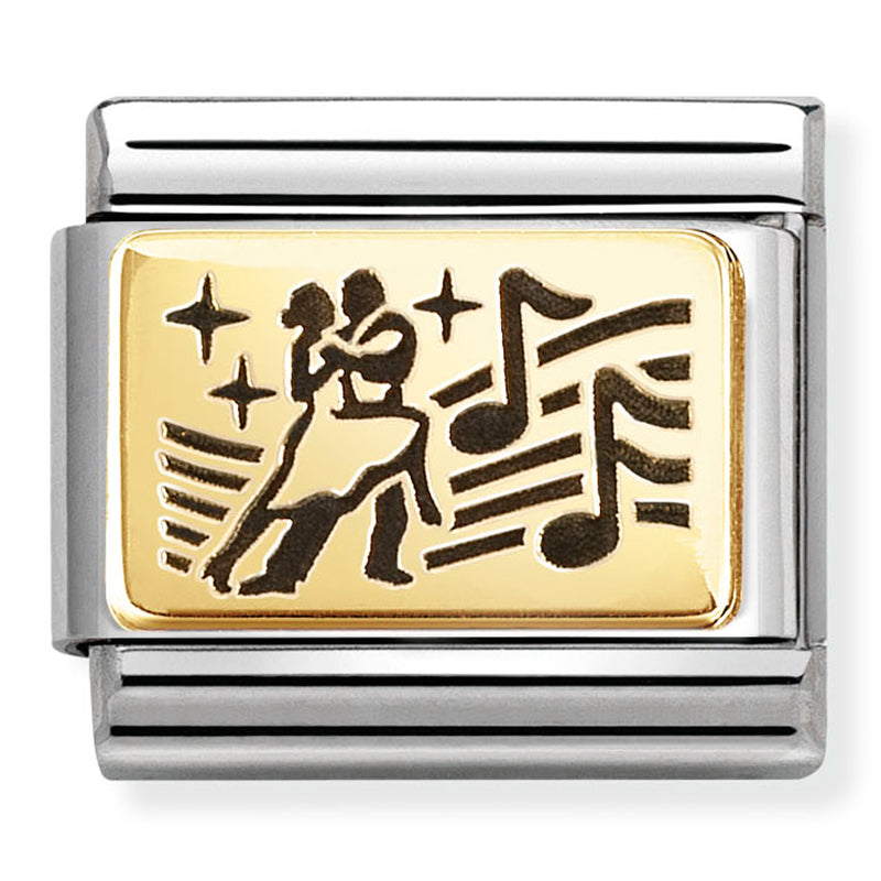 Symbols - Dancing Couple with Black Enamel Gold Charm