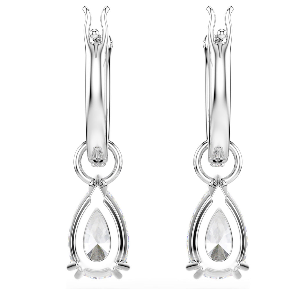 Stilla: White Pear Cut/Round Cut Silver Drop Earrings