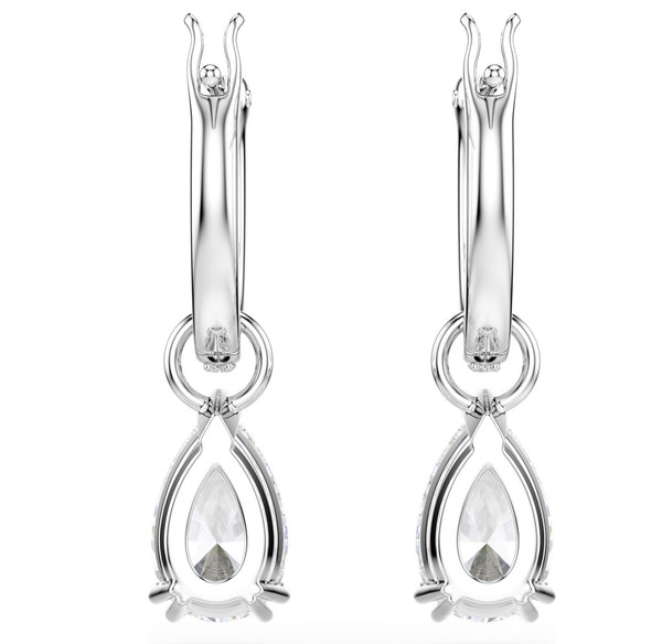 Stilla: White Pear Cut/Round Cut Silver Drop Earrings