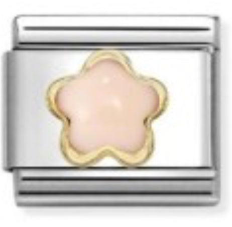 Nature - Pink Coral Flower Gold Charm
