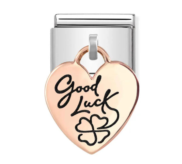 Dangle - Good Luck Heart Rosegold Charm