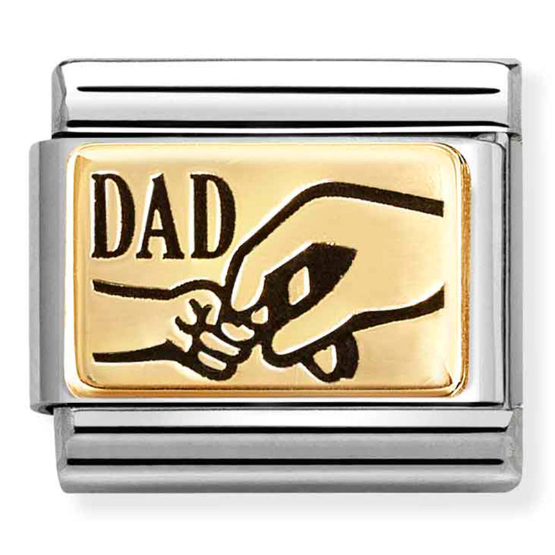Family - Dad Hand with Black Enamel Gold Charm