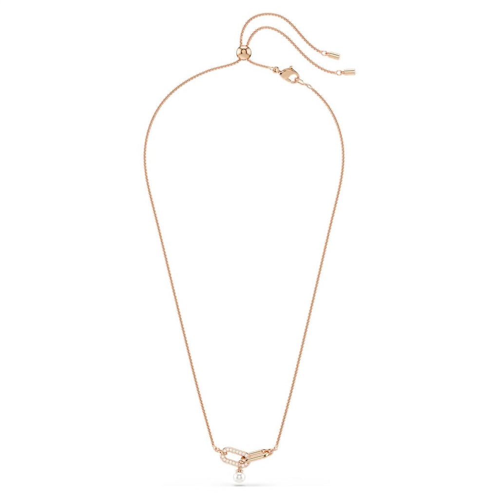 Constella: White Round Cut, Crystal Pearl Rosegold - Necklace & Earring