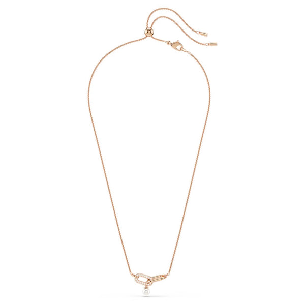 Constella: White Round Cut, Crystal Pearl Rosegold - Necklace & Earring