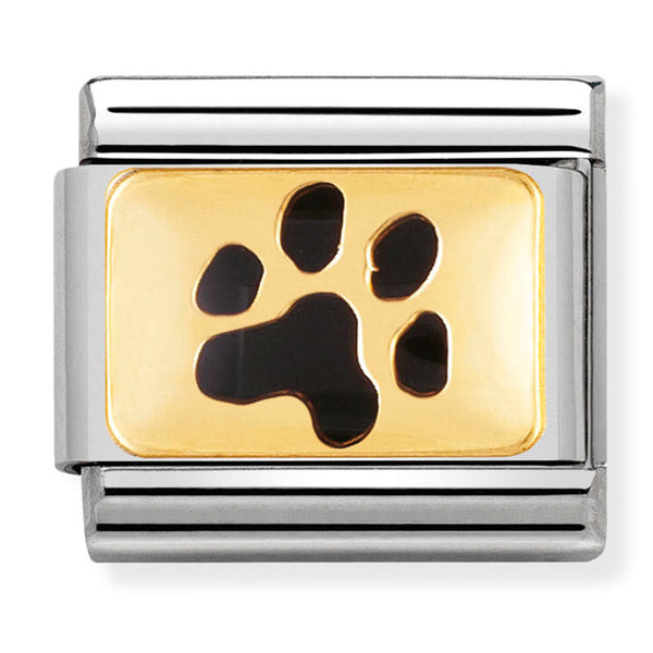 Animals - Black Paw Print Enamel Gold Charm
