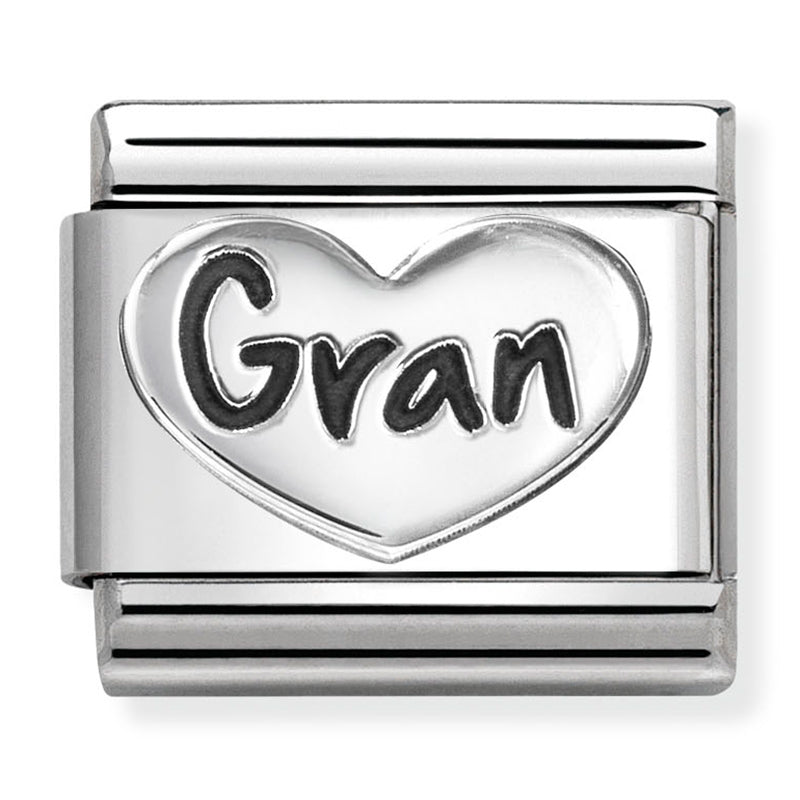 Family - Gran Oxidised Heart Silver Charm