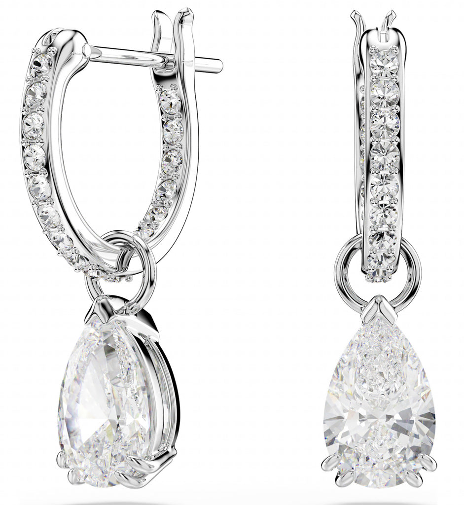 Stilla: White Pear Cut/Round Cut Silver Drop Earrings