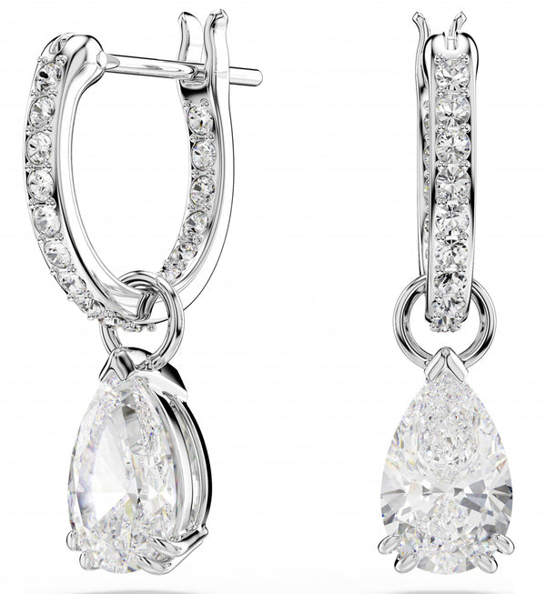 Stilla: White Pear Cut/Round Cut Silver Drop Earrings