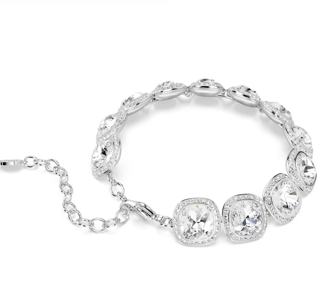 Una Angelic: White Cushion Cut Crystals Silver Bracelet