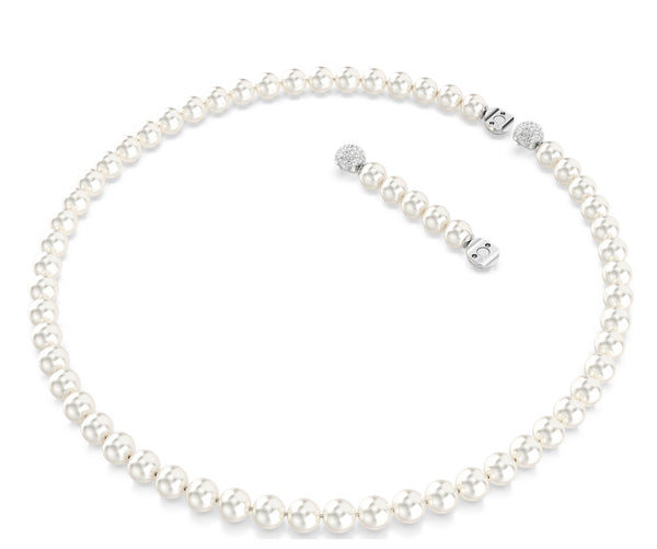 Matrix: White Crystal Pearl Silver Necklace