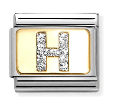Glitter Letter H Gold Charm