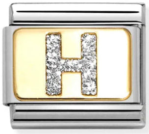 Glitter Gold - Letter H Charm