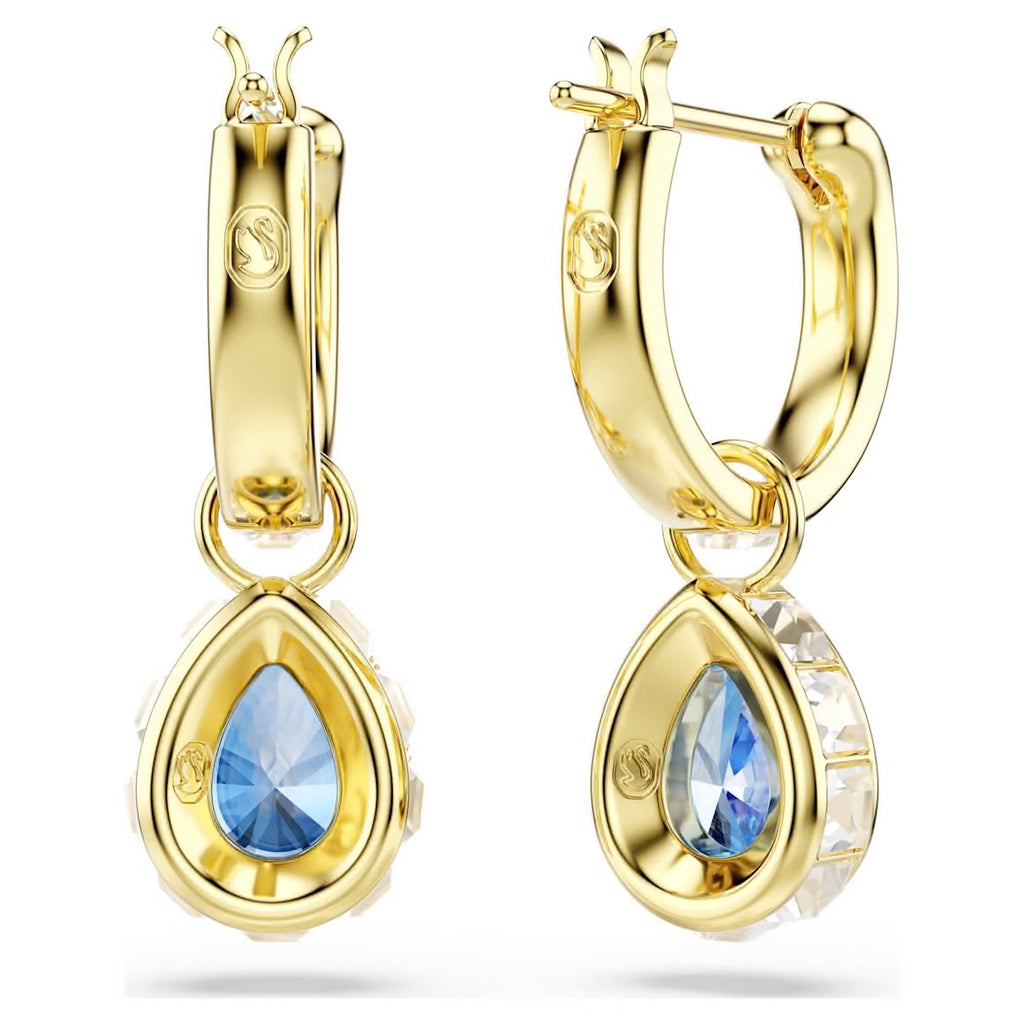 Chroma: Blue Pear Cut Crystal Gold Drop Earrings