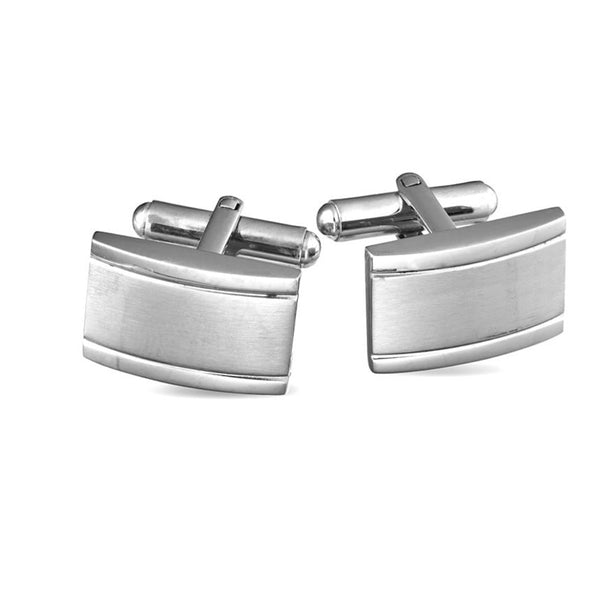 Blaze Fashion Silver Matte & Polished Edge Cufflink