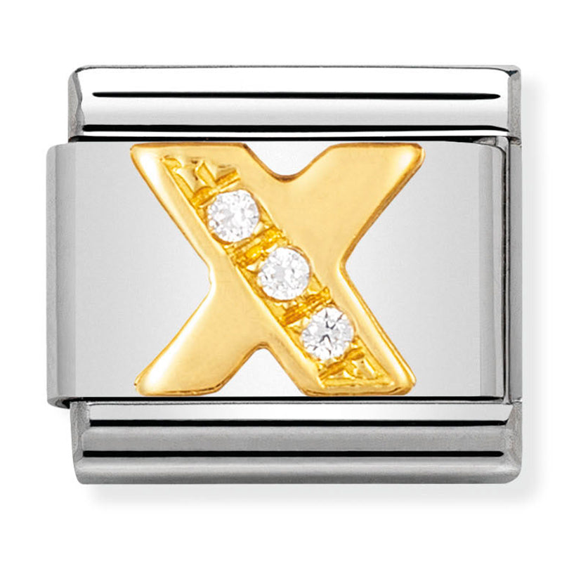 Gold - Letter X with CZ Charm