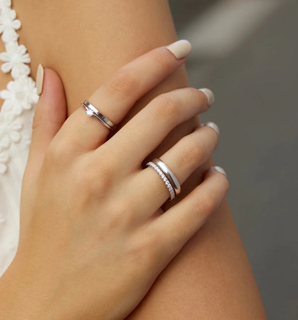 Sunny Sparkler - Classic Slim with CZ Stacking Ring - 2 Colours