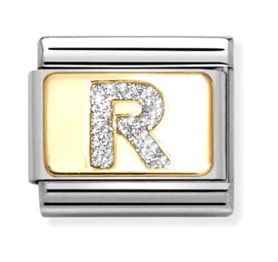 Glitter Letter R Gold Charm